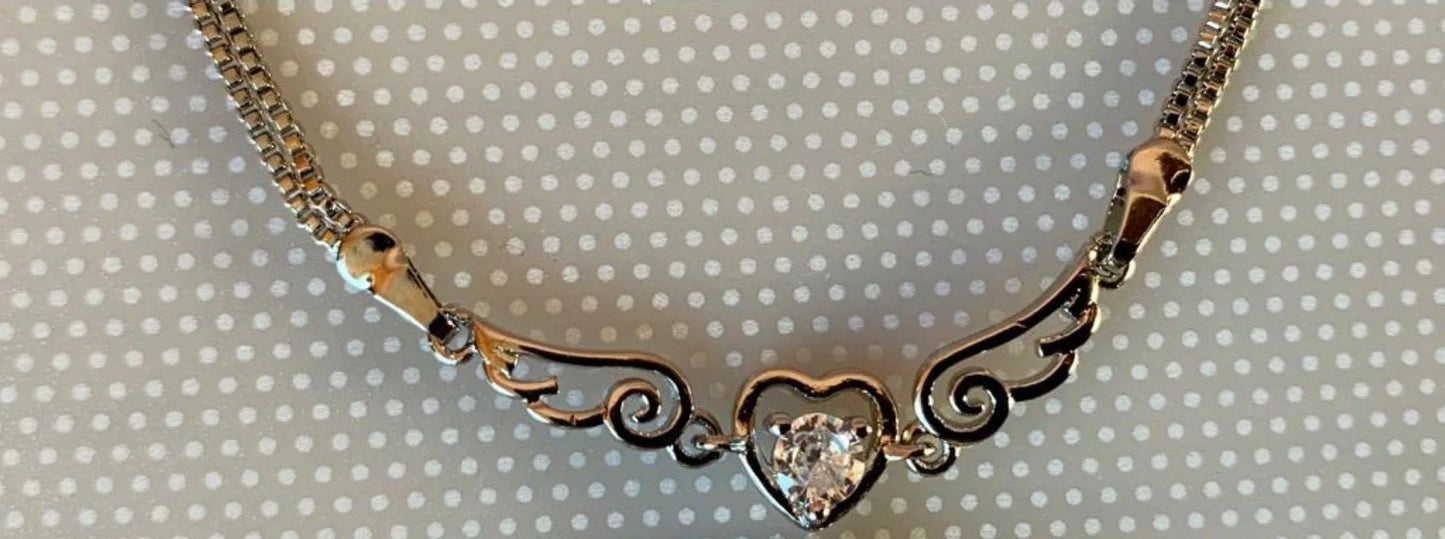 Heart Charm Angel Wing Bracelet